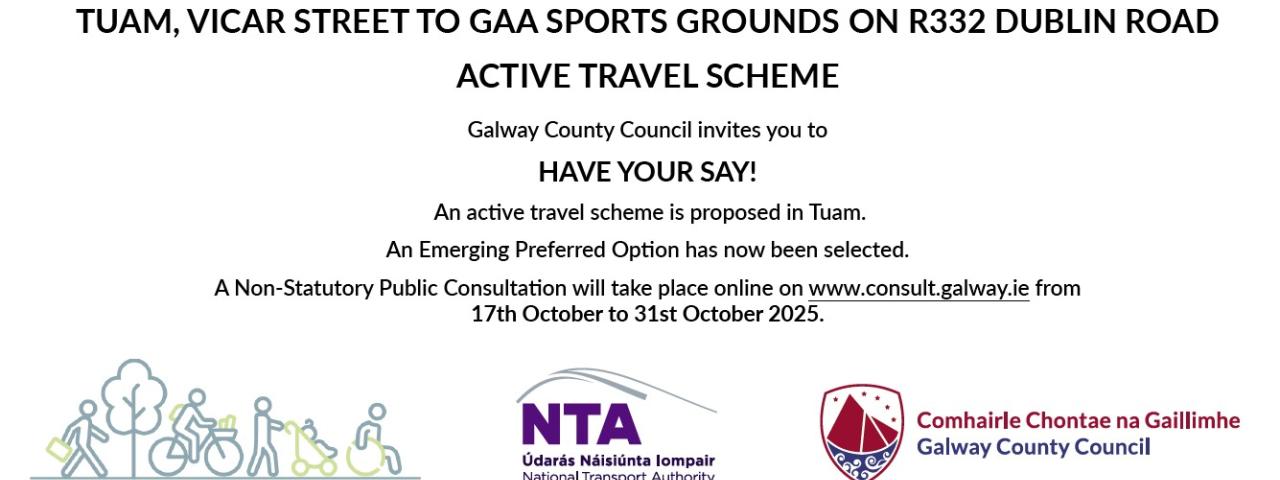 Tuam, Vicar Street to GAA Sports Grounds on R332 Dublin Road, Active Travel Scheme